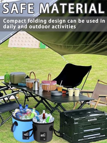 Collapsible Bucket with Handle, Lightweight 5 Gallon 20L Folding Water Container, Portable Wash Basin for Camping, Fishing, Gardening, Car Washing, and Outdoor Use