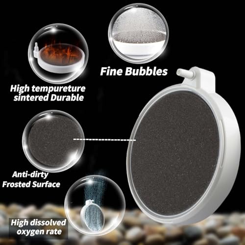 Fish Tank Air Stone, 2 Inch Nano Ultra-High Dissolved Oxygen Diffuser Bubbler, Make Super Tiny Bubbles for 2-30 Gall0n Hydroponics and Aquarium Fish Tank