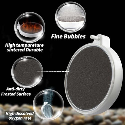 Fish Tank Air Stone, 2 Inch Nano Ultra-High Dissolved Oxygen Diffuser Bubbler, Make Super Tiny Bubbles for 2-30 Gall0n Hydroponics and Aquarium Fish Tank
