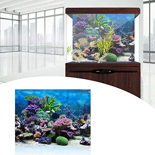 Aquarium Background Poster,Fish Decorations Pictures 3D Effect PVC Adhesive Poster Underwater Decor Paper Cling Decals Sticker(76x30cm)