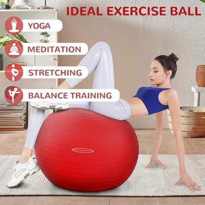Fitvids Anti-Burst and Slip Resistant Exercise Ball Yoga Ball Fitness Ball Birthing Ball with Quick Pump - color: Red, size: XXL(31-34in/78-85cm)