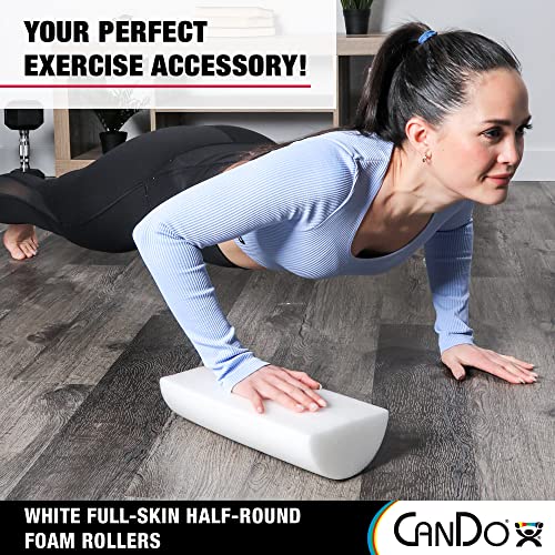 Cando-30-2341 Full-Skin PE Foam Roller For Muscle Restoration, Massage Therapy, Sport Recovery, And Physical Therapy. White, 6" x 12", Half-Round - size: 12-inch