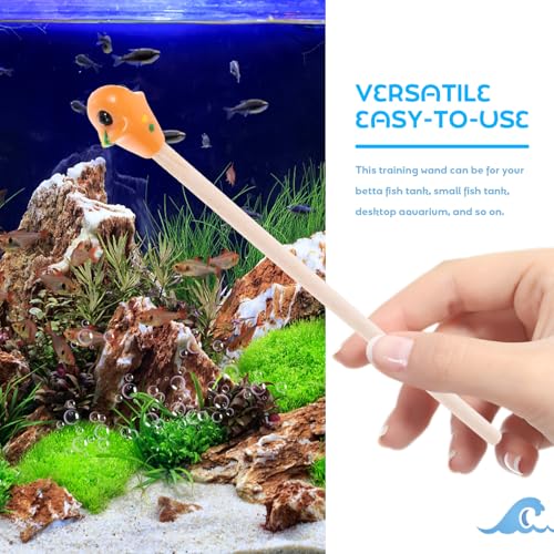 FRCOLOR Fish Training Stick Toys Fish Betta Training Wand Betta Bed Tunnel Hide Resting Tube Wooden Stick Interactive Wooden Wand for Aquariums-Random Color