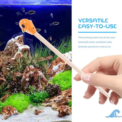 FRCOLOR Fish Training Stick Toys Fish Betta Training Wand Betta Bed Tunnel Hide Resting Tube Wooden Stick Interactive Wooden Wand for Aquariums-Random Color