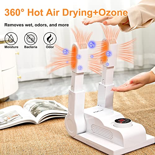 FORLIM Shoe & Boot Dryer for Work Boots, 3 Temp Modes, 24H Delay, White - color: White
