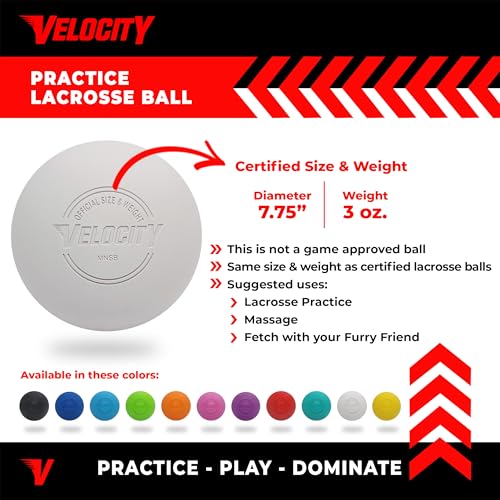 Velocity Lacrosse Balls - 1, 2, 3, 6, 12, 18, 24, 36, 60 and 120 Packs - for Practice, Official NFHS and College Approved Size - color: White, size: 12 Balls, style: Practice Ball
