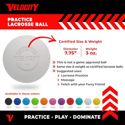 Velocity Lacrosse Balls - 1, 2, 3, 6, 12, 18, 24, 36, 60 and 120 Packs - for Practice, Official NFHS and College Approved Size - color: White, size: 12 Balls, style: Practice Ball