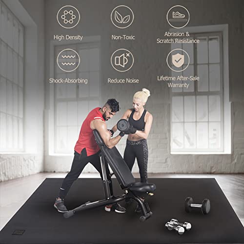 GXMMAT Extra Large Exercise Mat 16'x6'/12'x6'/10'x6'/8'x6'(7mm) - color: Black Real, size: 6*8 FT