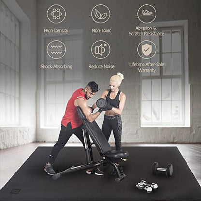 GXMMAT Extra Wide Large Exercise Mat 12'x7'/10'x7/8'x7(7mm) - size: 7*10 FT