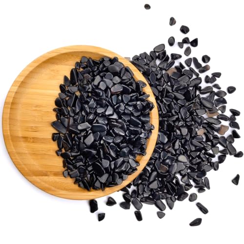 2 Lbs/920g Black Obsidian Quartz Crystal Stones Irregular Decorative Rocks Aquarium Pebbles Gravels for Fish Turtle Tank/Succulent Plants/Air Plants Decoration (Fill 2 Cups)