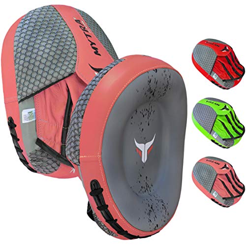 Mytra Fusion Real Leather Target Focus Mitt for Boxing, Punching, Training and Kick Boxing - color: Grey/Pink