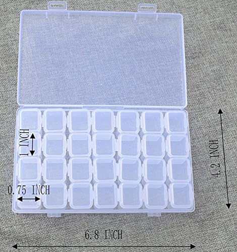 6 Pcs 28 Grids Clear 5D Diamond Painting Embroidery Box, Accessories Storage Containers Adjustable Bead Case with 196 Pcs Label Stickers (28 Grids 6 Pack) - color: 28 Grids 6 Pack