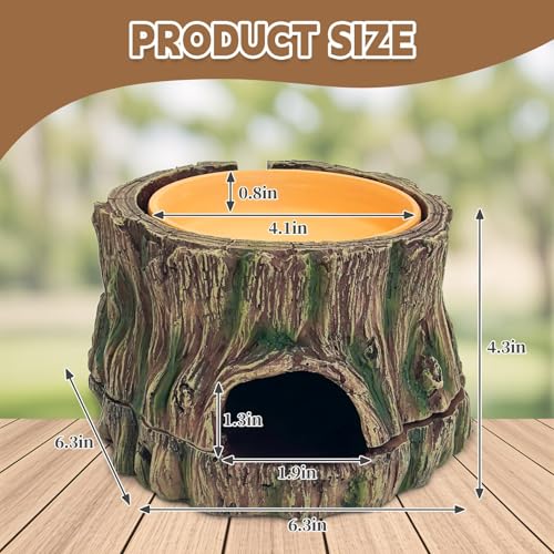 3 in 1 Reptile Hide Cave with Removable Sump and Humidity Water Dish,Reptiles Hideout Water Tank Accessories for Small Reptiles Gecko,Leopard Gecko,Lizard,Snake,Crabs