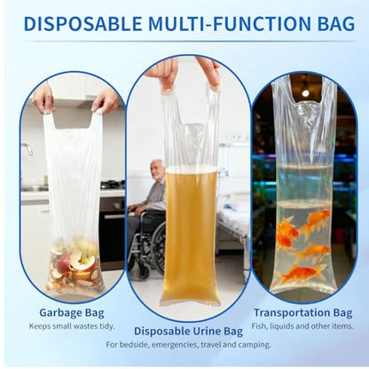 100PCS Clear Shipping Bags, Fish Bag 1500ml PE Plastic Emergency Portable Disposable Urine Drainage Bag for Travel, Traffic Jams, Camping, Patient, Kids(7.6x23.7Inch/17x60cm)