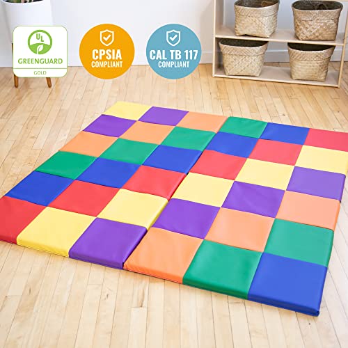 ECR4Kids SoftZone Patchwork Activity Folding Play Mat, 58in Square, Baby Essentials, Assorted