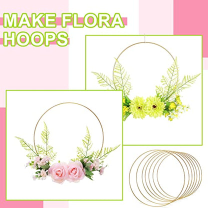 24 Pcs Metal Floral Hoop Macrame Gold Rings Metal Hoops Bulk for Crafts Metal Circle for DIY Wedding Birthday Wreath, Dream Catchers, Wedding Wall Hanging Decor (8 Inch)