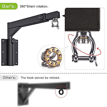 Dolibest Wall Mount Heavy Bag Hanger with 4 Chains, Heavy Duty 360° Swivel Punching Bag Hanger Stand, Adjustable Boxing Hanger for Home Gym Indoor Outdoor (800 LB Capacity)