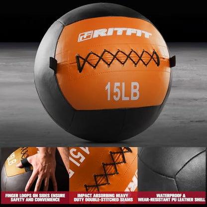 RitFit Soft Medicine Ball for Strength and Conditioning Workouts - size: 15lb