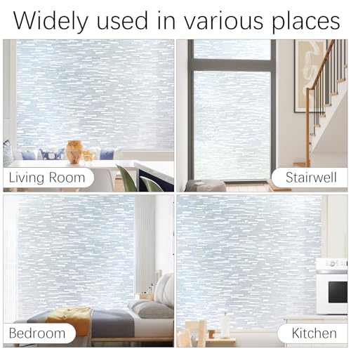 Window Privacy Film, Frosted Glass Window Film with Non-Adhesive UV Blocking Clings Removable Window Stickers Decorative Frosting Vinyl Film for Home Office 23.6 x 78.7 Inches - size: 23.6 x 78.7