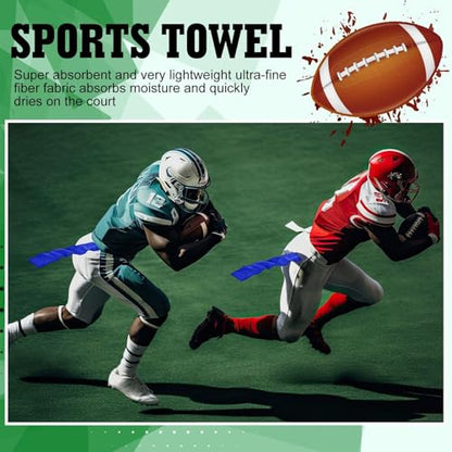 Fanfanwin 6 Pcs Football Towels with Buttons Quick Dry Sports, Blue | Button Design Prevents Slipping, Quick Dry Basketball Workout, Lightweight Sweat Absorbent Towels Athletes Gym Training Use - color: Blue