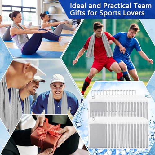 Hosuly 30 Pack Cooling Towels Bulk Microfiber Breathable, Light Gray - color: Light Gray