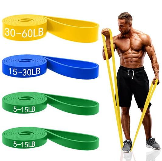 5PCS Resistance Bands for Working Out, Pull Up Assistance Bands Set | Latex Workout Bands for Men & Women, Exercise Bands Resistance for Body Stretching, Muscle Training and Physical Therapy - color: 4PCS