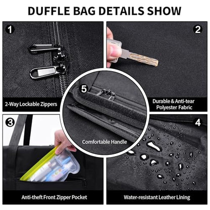 Urbanstand 46 inch Foldable Duffel Lock Zipper Travel Camp, Black 2Pack - color: Black, size: 46 Inch