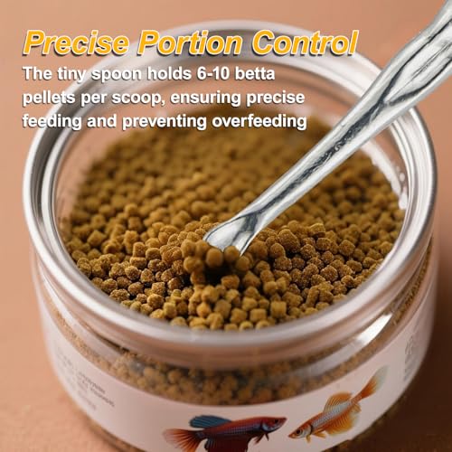 Betta Food Spoon Mini - Tiny Feeding Tool Holds 6-10 Fish Food Pellets Per Scoop, Prevent Overfeeding & Easy Clean Aquarium Tool,Betta Fish Tank Accessories,6 Pcs, Silver - color: Silver