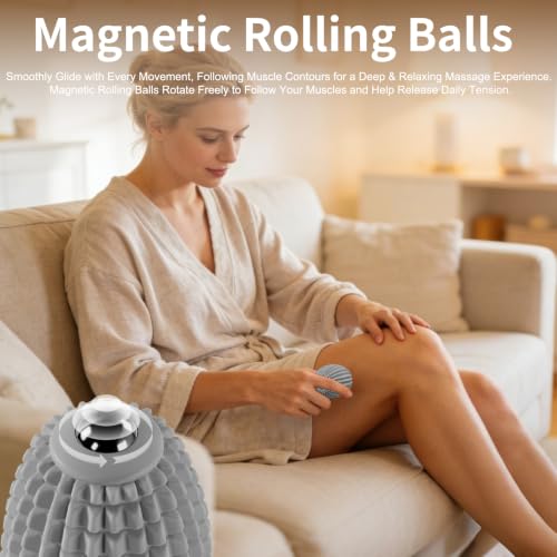 Vibrating Massage Ball with Rolling Massage Head, Trigger Point Massager Ball for Back, Shoulder, Foot, Muscle Recovery, Portable Rechargeable Massage Roller, 3 Vibration Speeds (Grey) - color: Grey