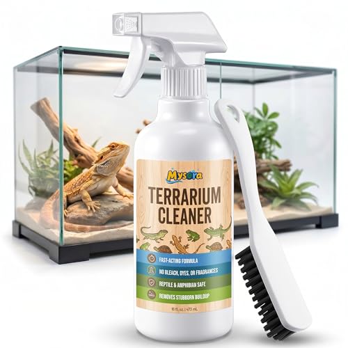 Bearded Dragon Tank Cleaner Kit with Brush, 16oz Reptile and Amphibian Habitat Cleaning Kit for Turtle, Gecko, Lizard Terrarium, Quickly Removes Waste and Messes