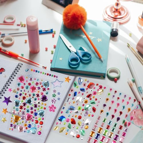 JIUZHU 7500+PCS Jewel Stickers for Crafts, Self Adhesive Gem Stickers Kit, Acrylic Rhinestone Stickers Assorted Shapes for Scrapbooking, Card Making, DIY Projects, Party Decorations