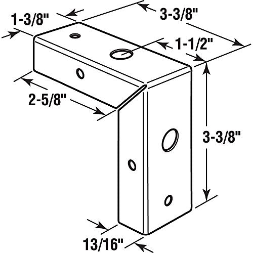 Prime-Line N 7195 Bi-Fold Door Corner Repair Bracket, 1-3/8 in. Thick Door, Stamped Steel Construction with Zinc-Plated Finish (2 Pack)