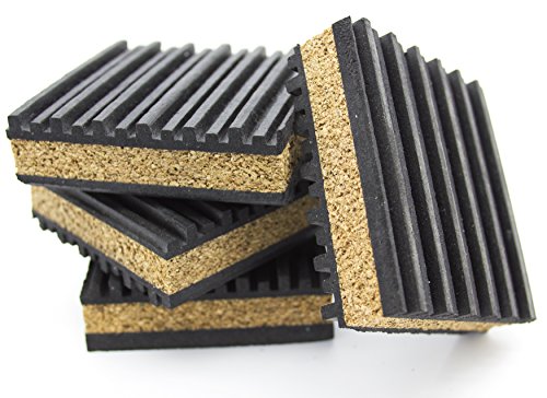 Cork & Rubber Anti Vibration Pads 6" x 6" (Package of 4) - size: 6" X 6" X 7/8"