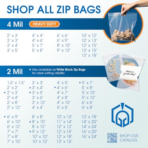 Spartan Industrial - 12” X 15” (100 Count) 4 Mil Thick Clear Reclosable Zip Plastic Poly Bags with Resealable Lock Seal Zipper - Heavy Duty and Durable - size: 12" X 15"