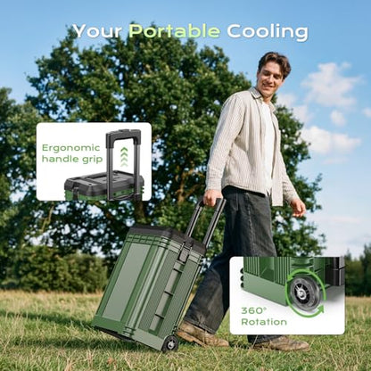 4 Gal Large Misting Bucket Fan Portable, 40000mAh Rechargeable Mister Fan with Retractable Handle & Oscillating Camping Fan for Patio/Beach/Fishing/Golf/Travel Essentials