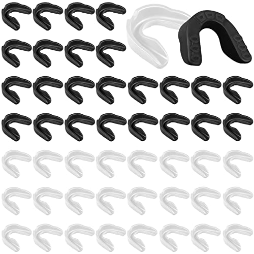 Frienda 50 Pcs Youth Football Mouth Guards Bulk Mouthpiece - color: White, Black