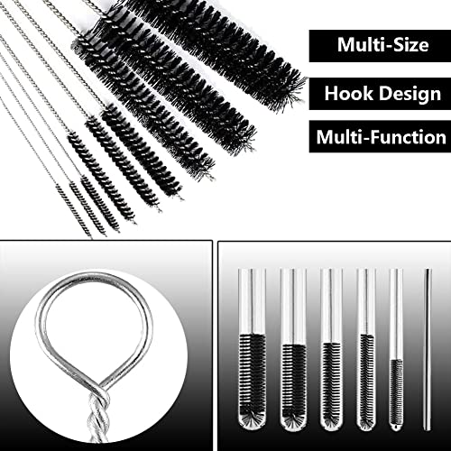 Bytron 15pcs Long Pipe Cleaner Set, Extra Long Flexible Tube Cleaning Brush Fridge Cleaning Tool Stainless Steel Straw Nylon Cleaning Brush in Different Size White