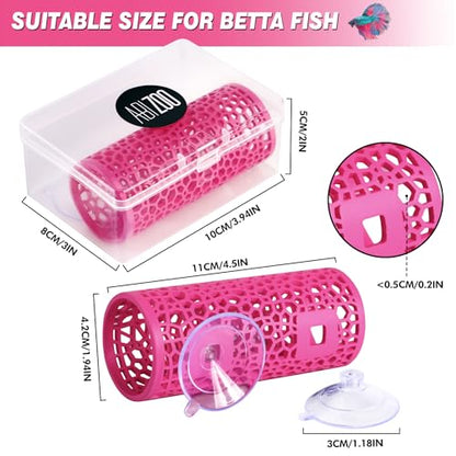 Abizoo Betta Fish Pink Tunnel Hideout for Aquarium Decoration Durable Hollow Design Easy to Clean Smooth Finish Enhances Habitat Comfort Fish Tank Accessory for Shrimp Guppies