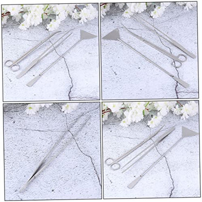 Kisangel 1set Stainless Steel Aquarium Tool for Aquascaping Cleaning Supplies Tweezers Scissors Spatula and Storage Bag for Fish Tank Plant Maintenance