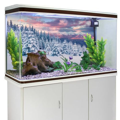 YongFoto Winter Snow Scene Fish Tank Background 24x16 inch Snowfield Pine Forest Rime Sunglow Rosy Clouds Polyester Backdrop Reptile Terrarium Aquarium Bearded Dragon Habitat Background - color: Purple 3, size: 24x16in/60x40cm