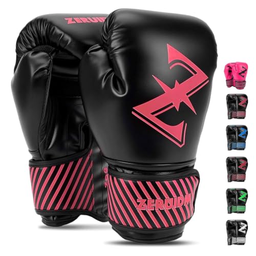 Kids Boxing Gloves 6 oz Youth Training Sparring Gloves for 3–12, Leather Ventilated Mesh, Boys Girls Junior Punching Gloves for PunchBag Focus Pads MMA Muay Thai Kickboxing - color: Pink