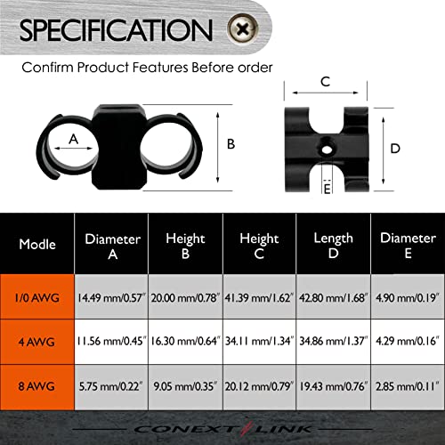 CCD0-4 Dual Cable Clip Clamp Fastening Wire Management 4 Pack (Dual 1/0 Gauge) - size: Dual 1/0 Gauge