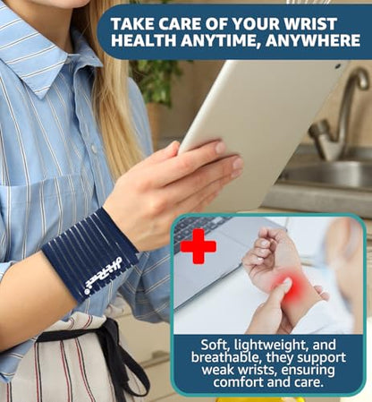 2-Pack High-Elastic Wrist Support Straps Wrist Compression Bandage - Wrist Wraps Wristbands for Carpal Tunnel Arthritis Tendonitis Weightlifting Tennis Basketball - Breathable Soft (Navy Blue) - color: Navy Blue