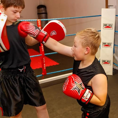 Farai Kids Boxing Gloves 6-oz Kickboxing Muay Thai Training MMA Sparring Gloves, Best Gloves for Training on Punching Bag, Focus Pads Practice - color: Red