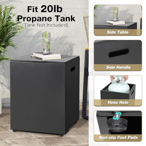 42'' Outdoor Propane Fire Pit Table, 50,000 BTU Rectanle Natural Gas Fire Pits with Tank Cover Wind Guard, No Assembly Low Profile Fire Table for Outside Patio & Backyard, Black - size: 42"