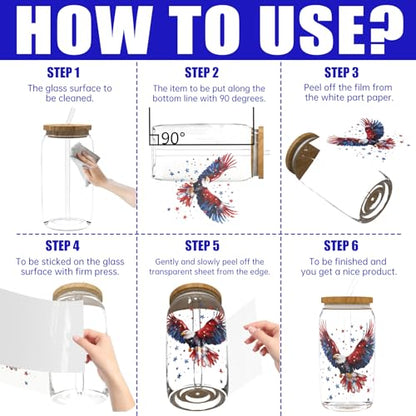 4 PCS 4th of July Eagle UV DTF Cup Wrap High Viscosity Stickers for Glass Mugs Notebooks Laptops - style: 4th of July Eagle