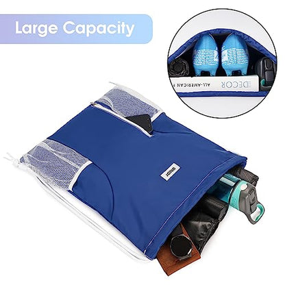 WANDF Drawstring Backpack, Gym Sackpack for Sports - color: Navy Blue
