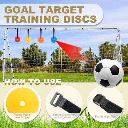 Soccer Targets for Goal, Training Equipment for Football Hockey Lacrosse - Goal Target Discs & Adjustable Straps, Football Shooting Aiming Agility Practice Game - size: #1 (4 pack x 5.9")