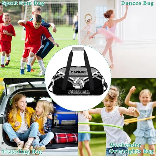 Custom Name Sports Volleyball Duffel Bag, Silver Black Glitters | Personalized Sport Gym Duffel Cheerleading Bag Travel Weekender Tote Carry-On Bag - color: Silver Black