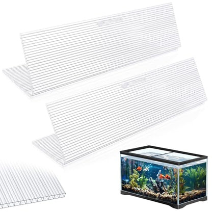 Sieral 2 Pcs Clear Aquarium Canopy Set Polycarbonate Greenhouse Panels 16.87 x 16.87 x 0.12 Inch for 50/65/84 Gallon Fish Tank with Center Brace Aquariums Cover Fish Tank Lid - color: clear, size: 36 x 18 Inch